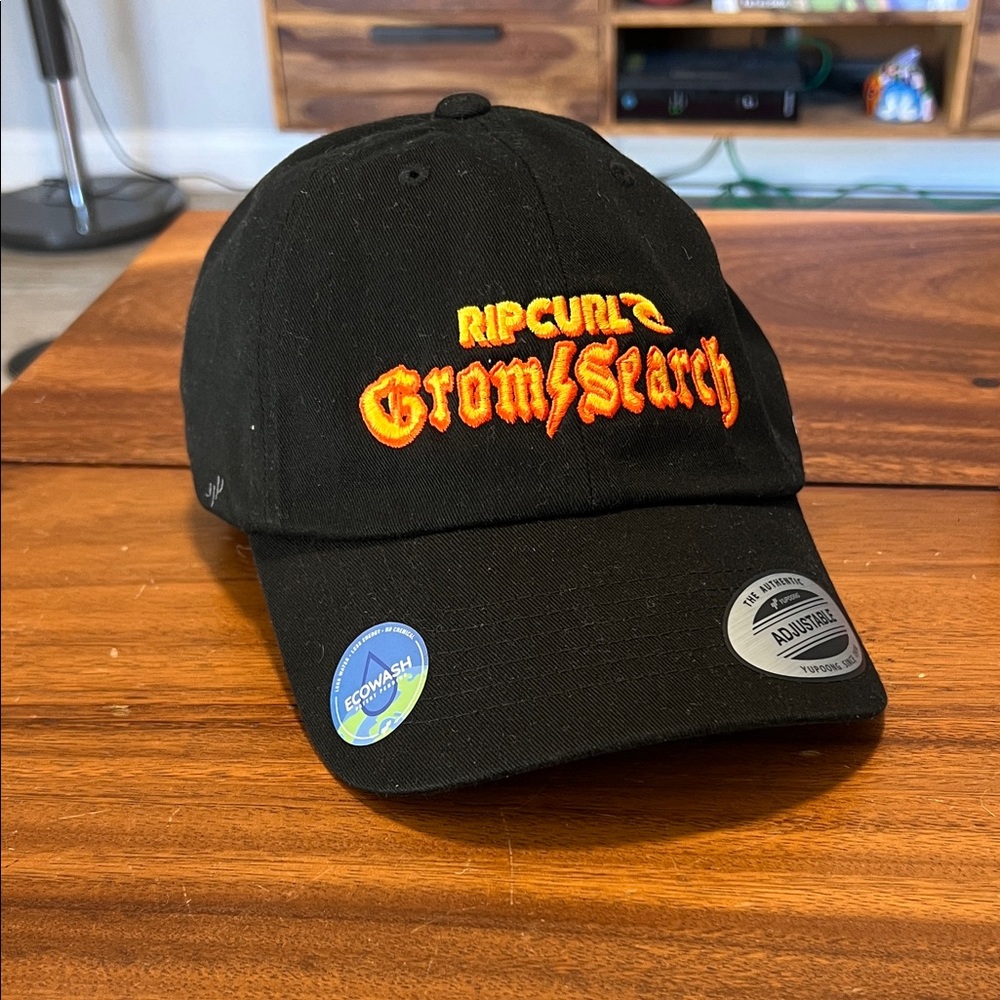 Rip Curl Grom Search Black Hat with Orange Embroidery - New and Never Worn